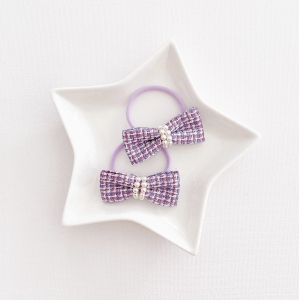 Girl Hair Tie Bow Plaid Pearls CNY Pair (GPT9537)